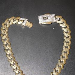 Solid 10k Gold Cuban /Monaco Style Bracelet W diamond Box Clasp