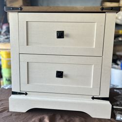 Barn Door Collection 24 “ Side Table With 2 Drawers 