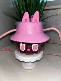 POP MART Labubu The Monsters Wacky Mart Tumbler Cup Water PINK Bottle with Strap