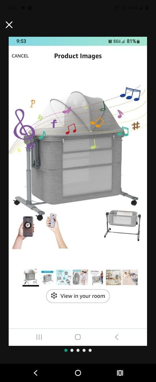 Bunch Of Baby Stuff Electric Crib, Bag Full Of Clothes, Bath, Carrier, Breast Pump Wireless.