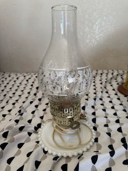 Vintage-Style Electric Lamp with Glass and Metal Design