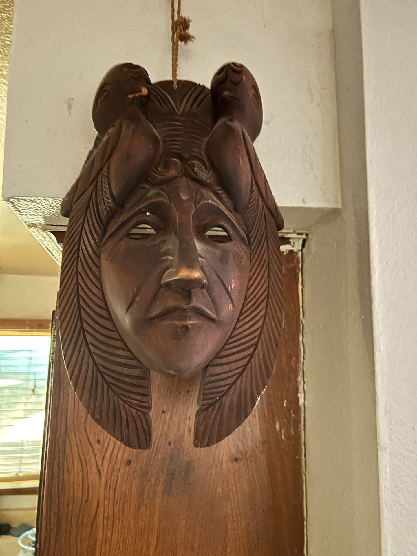 hand-carved wooden mask