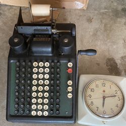 Antique  Burroughs Adding Machine  (with Free GE Wall Clock)