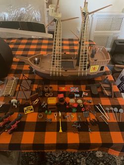 1982 Playmobil pirate ship, western, and fire and rescue