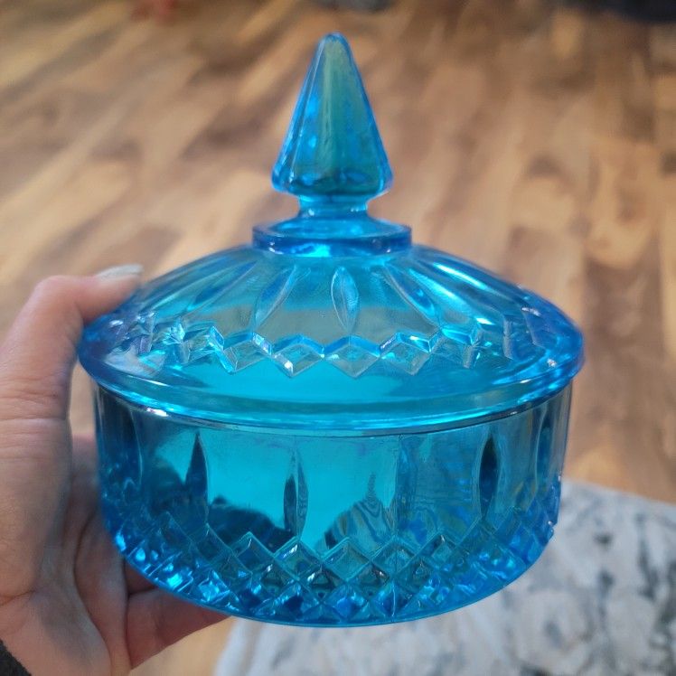 Vintage Blue Indiana Glass Candy Dish