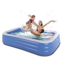Inflatable Swimming Pool, 118''x 72''x 22'' Full-Sized Family Inflatable Swimming Lounge Pool for Ages 3+, Adults, Teens, Blow up Pool