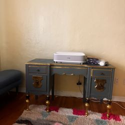 Vintage Desk, green with Gold Trim. MUST GO BY FRIDAY 10/24