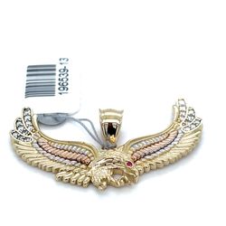 14Kt Tri Color CZ Eagle Pendant 5.30g 196539/13