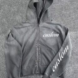 Grey washed zip up hoodie Medium