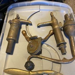 Vintage Brass Boat, Throttle And Pumps