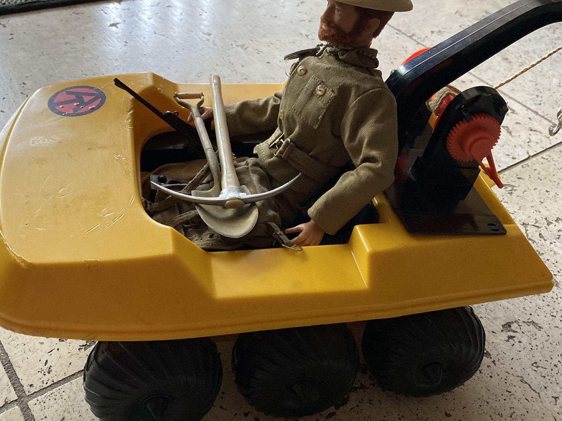 Vintage lot collection of old GI Joe toys dolls action figures accessories Jeep trailer Adventure Team military