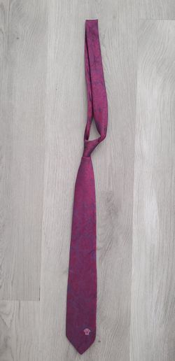 Authentic Gianni Versace Silk Tie Burgundy Purple Paisley Damask Jacquard Medusa
