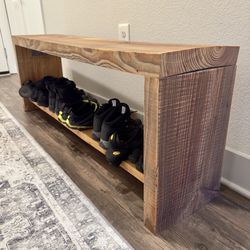 SOLID WOOD ENTRYWAY & SHOE BENCH