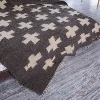 Swiss Grey woven rug Scandinavian area rug Wool blanket