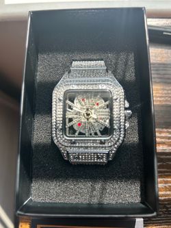Men moissanite watch and  moissanite earrings