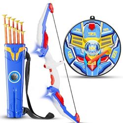 Kids Bow and Arrow Set, LED Light Up Archery Toy Set with 10 Suction Cup Arrows, 2 Target & Quiver, Indoor and Outdoor Toys Sport Gifts for Kids, Boys
