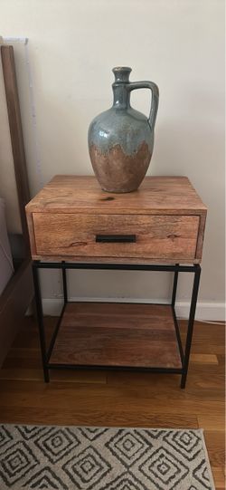 Wood and Metal Nightstand with Drawer