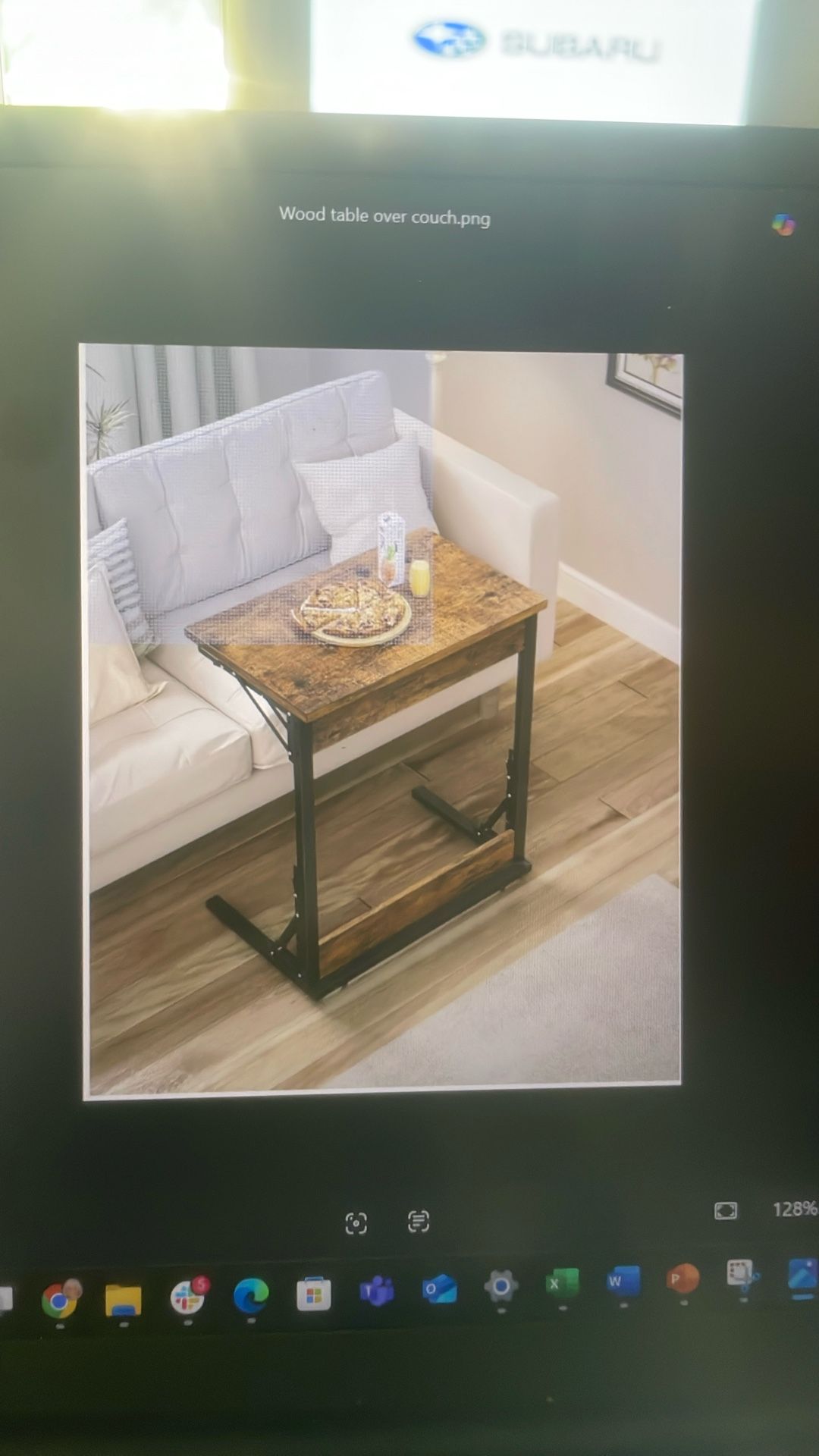 Two Folding TV Tray Tables 24” Wide End Table Metal Frame Rustic Brown