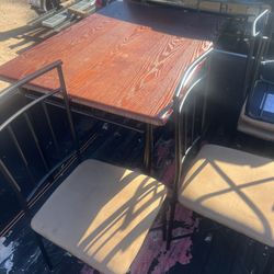 Metal Frame Wooden Table 4 Chairs