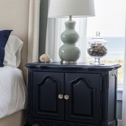 Coastal Elegance - Navy Pair of Oversized Nightstands or End / Side Tables French Prov by Unique