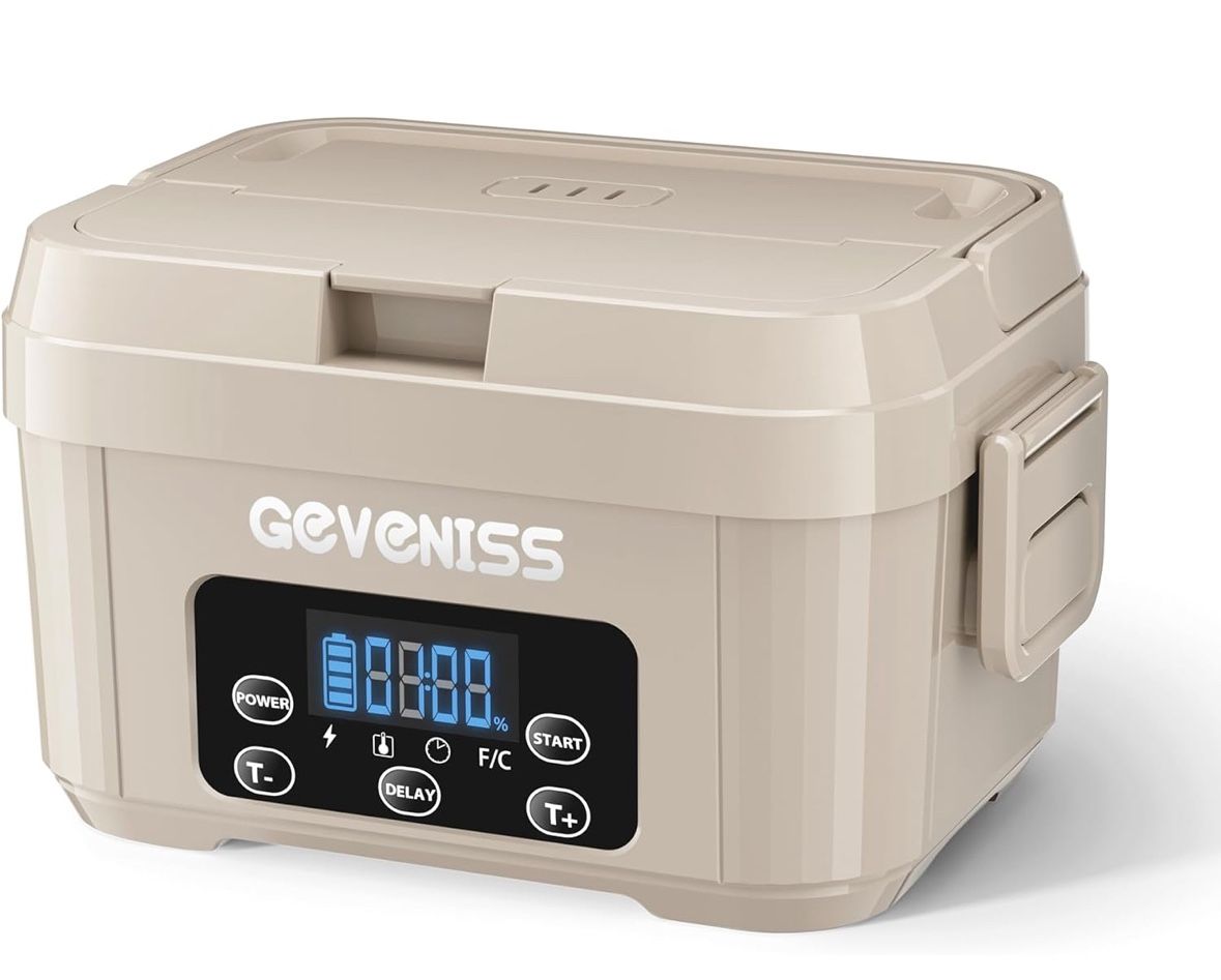 Cordless Electric Lunch Box for Adults – Heated Lunch Box with 1100ML SS Container, Battery-Powered Food Warmer with Leakproof Lid, Fast Heating Up to