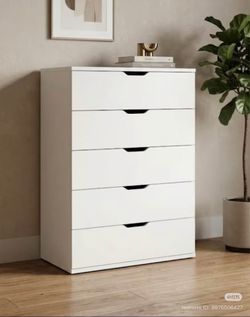 White 5-Drawer Tall Dresser Chest