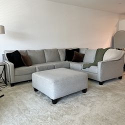 Gray Sectional Couch With Matching Ottoman 
