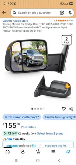 Towing mirrors for dodge ram 1500, new