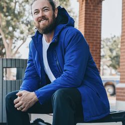 Men  Blue Jacket Waterproof   Detachable Hoodie 2XL