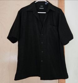 Black Soot George Sueded Button Down Shirt M 38/40