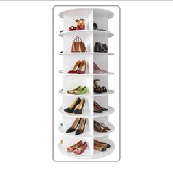 Tier Rotating Shoe Rack Tower, Spinning Shoe Display Lazy Susan, Revolving 360 Shoe Rack Storage Round Carousel, Vertical Handbag Rotate Shoes Closet