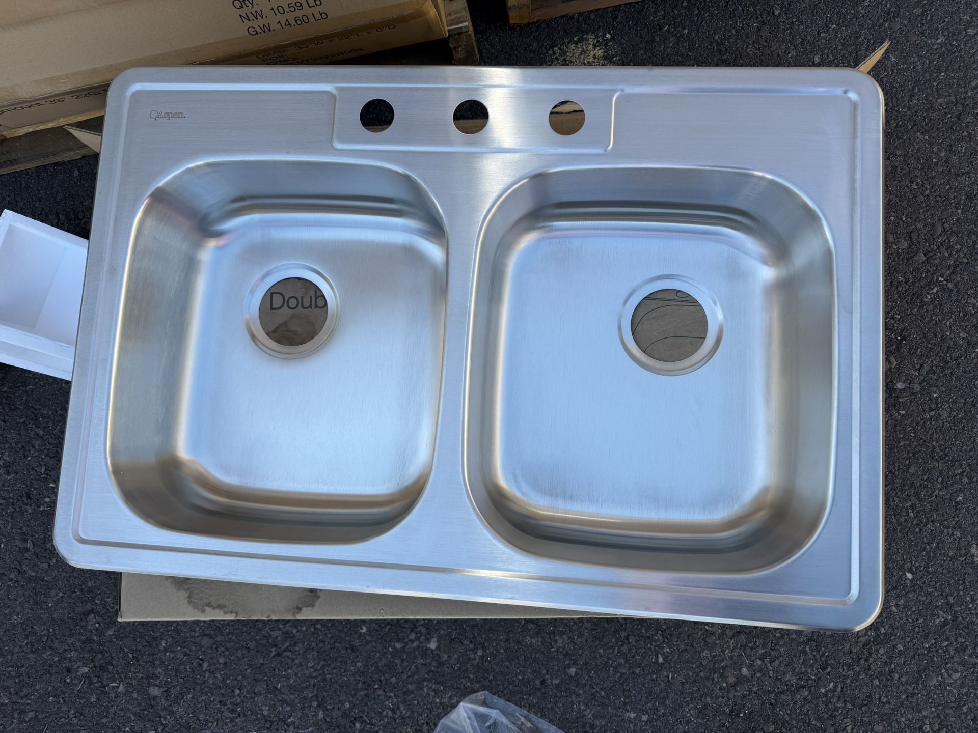 Stainless steel top mount 33in double bowl kitchen sink $50 each