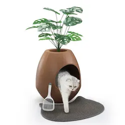Brown, hidden plant cat litter box ,new