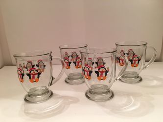 4 Anchor Hocking 16oz Penguin mugs