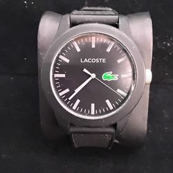 Lacoste Original (contact info removed) Watch With 43mm Black Face & Black Silicone Band New