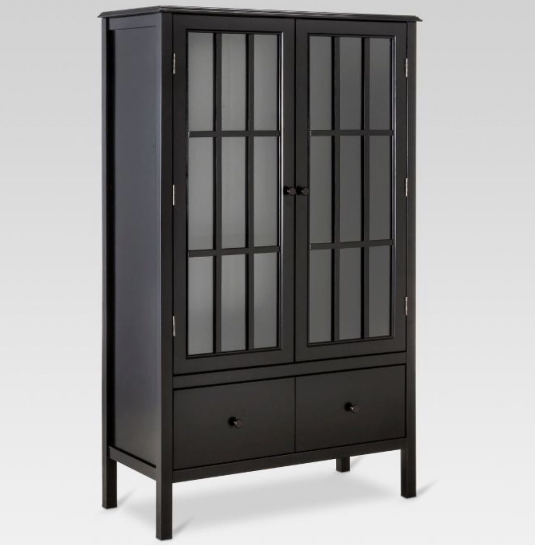 Windham Tall Storage Cabinet with Drawer Black