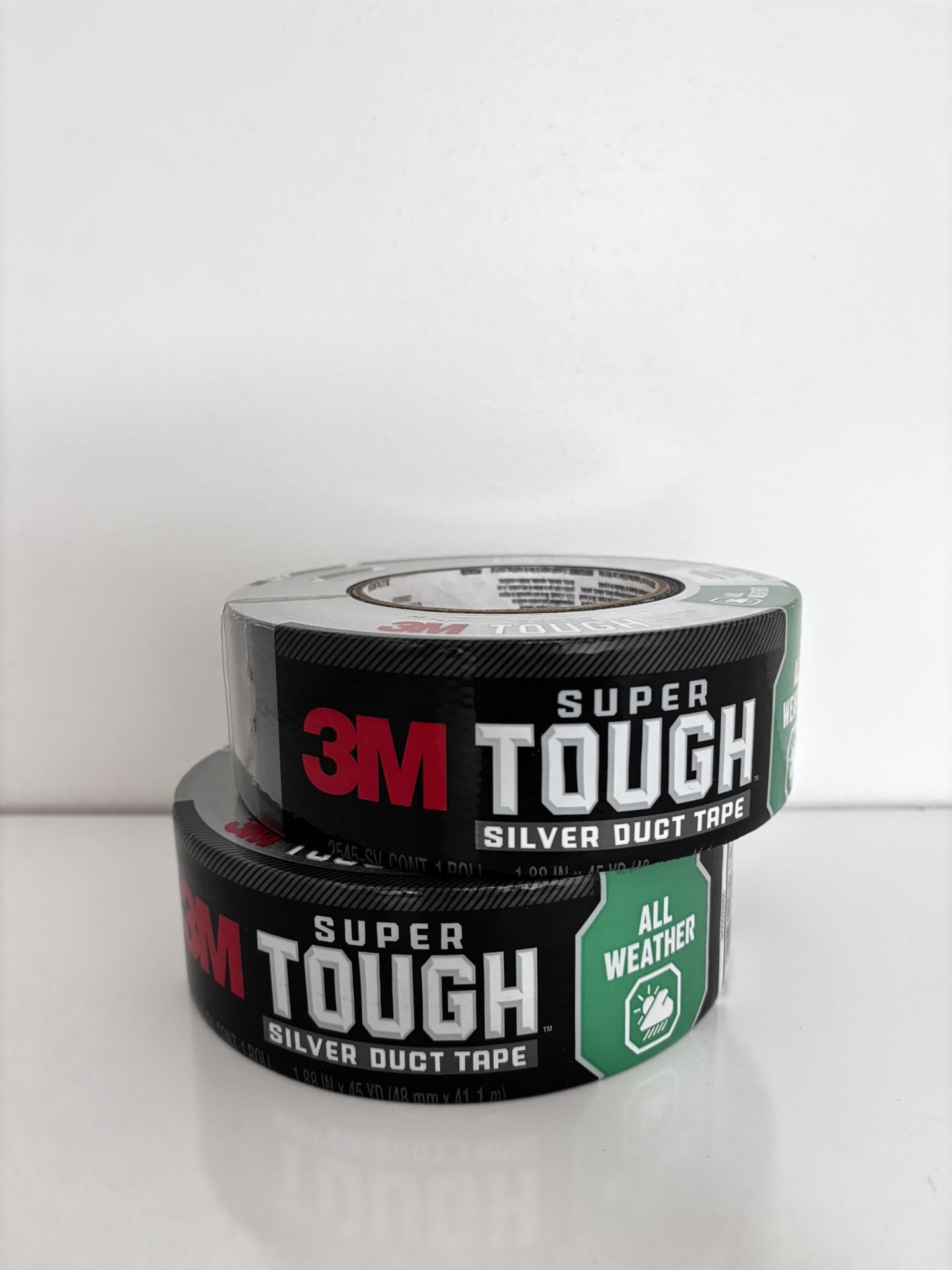 3M Super Tough Silver Duct Tape 2 Rolls - All Weather, 1.88 in x 45 yd Each