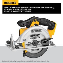 DEWALT Circular Saw DCS391B, 6-1/2-Inch Blade, 460 MWO Engine, 0-50 Degree Bevel Capability, 20V MAX