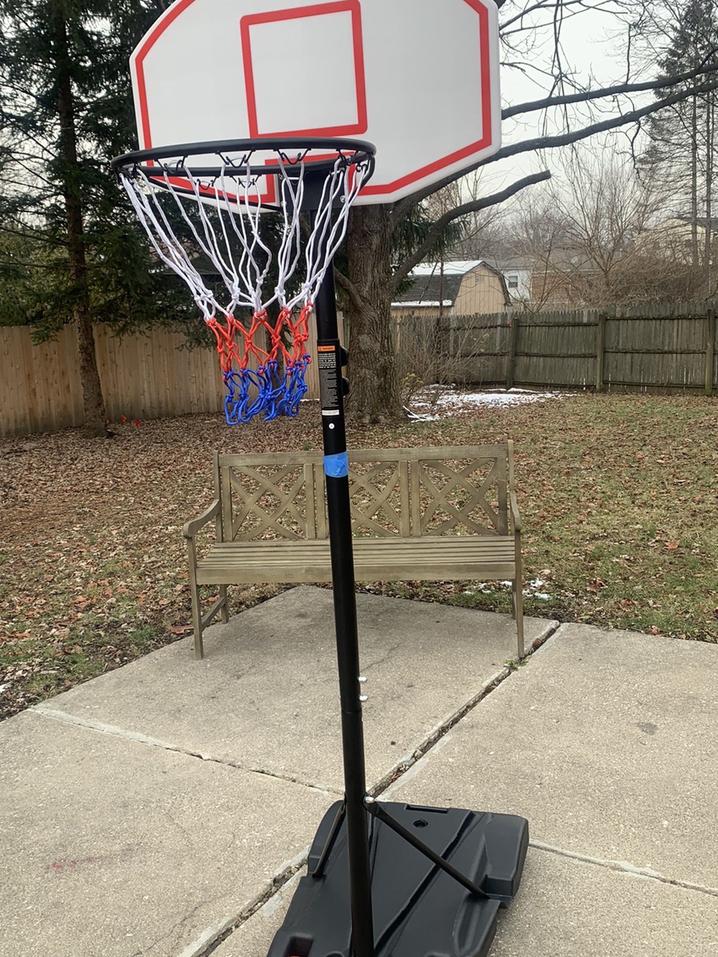 Kids Portable Height-Adjustable Sports Basketball Hoop Backboard System Stand w/ Wheels - Black
