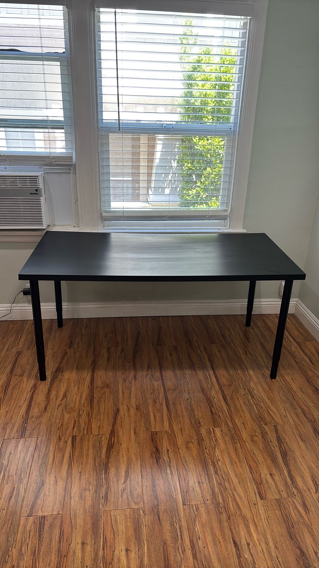 Black Wooden Desk With Adjustable Legs