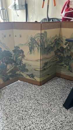 4-Panel Asian folding screen