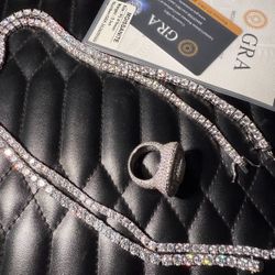 20 Inch Moissanite Chain and Rings 