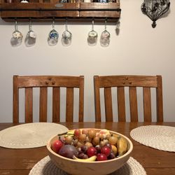 Vintage Heavy Stone Fruit in Wooden Fruit Bowl With Extra Grapes