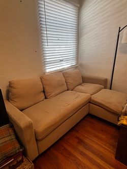 Beige Fabric Sectional Sofa with Chaise