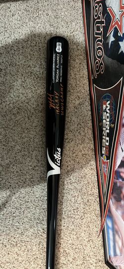 Yordan Alvarez Signed Bat “19 AL ROY 22 WS CHAMP” Beckett Cert