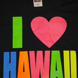 1970's Vintage Anvil Brand  I 🩷 HAWAII Black UNISEX100% Cotton T-Shirt L