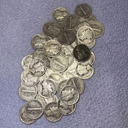 50 Silver Mercury Dimes 