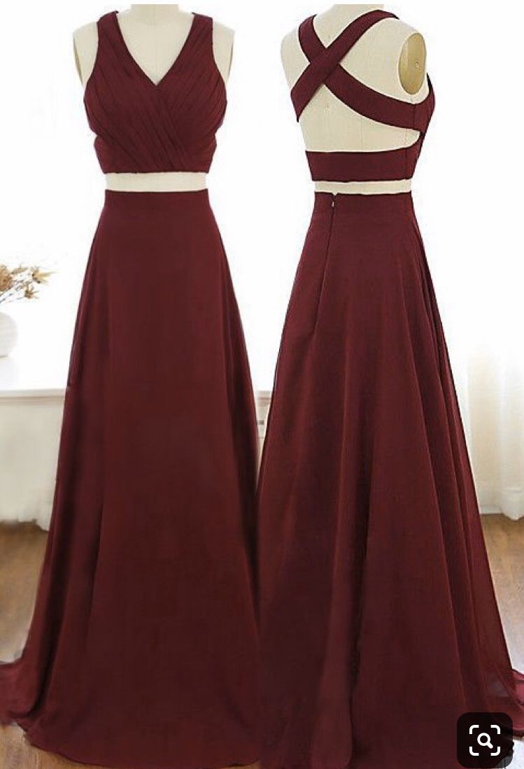 Two piece long prom dress