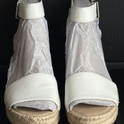 Franco Sarto Women’s L-Clemens White Leather Open Toe Platform Sandal Size 8