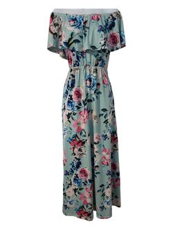 Adorable Floral off the shoulder maxi dress size L